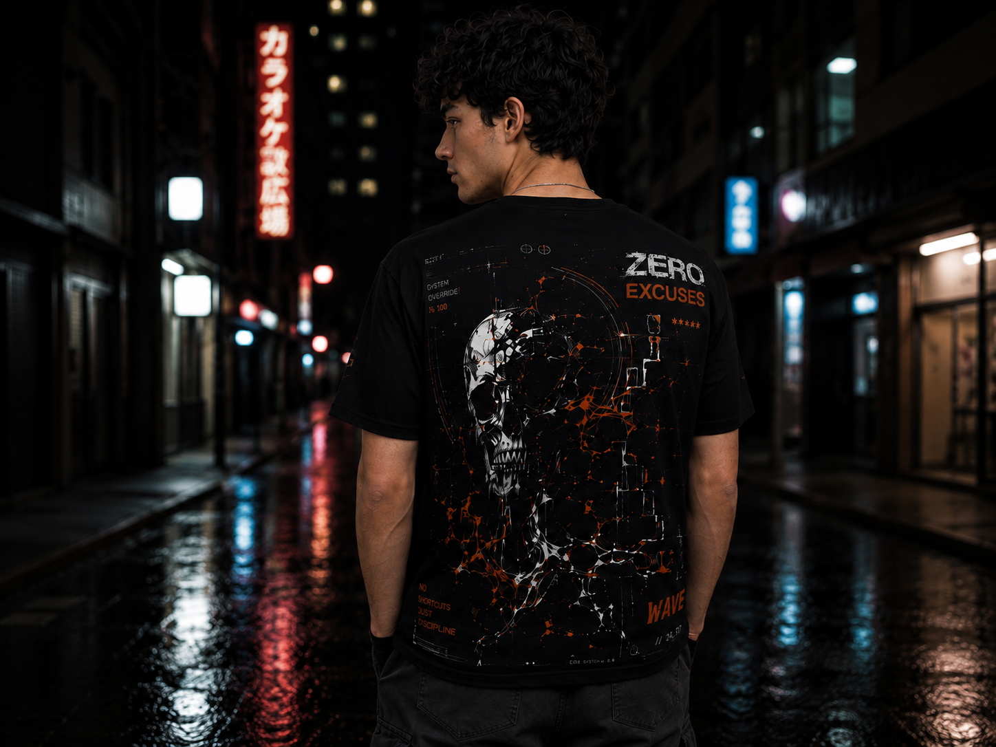 Wave Cyber Sigilism skull tshirt