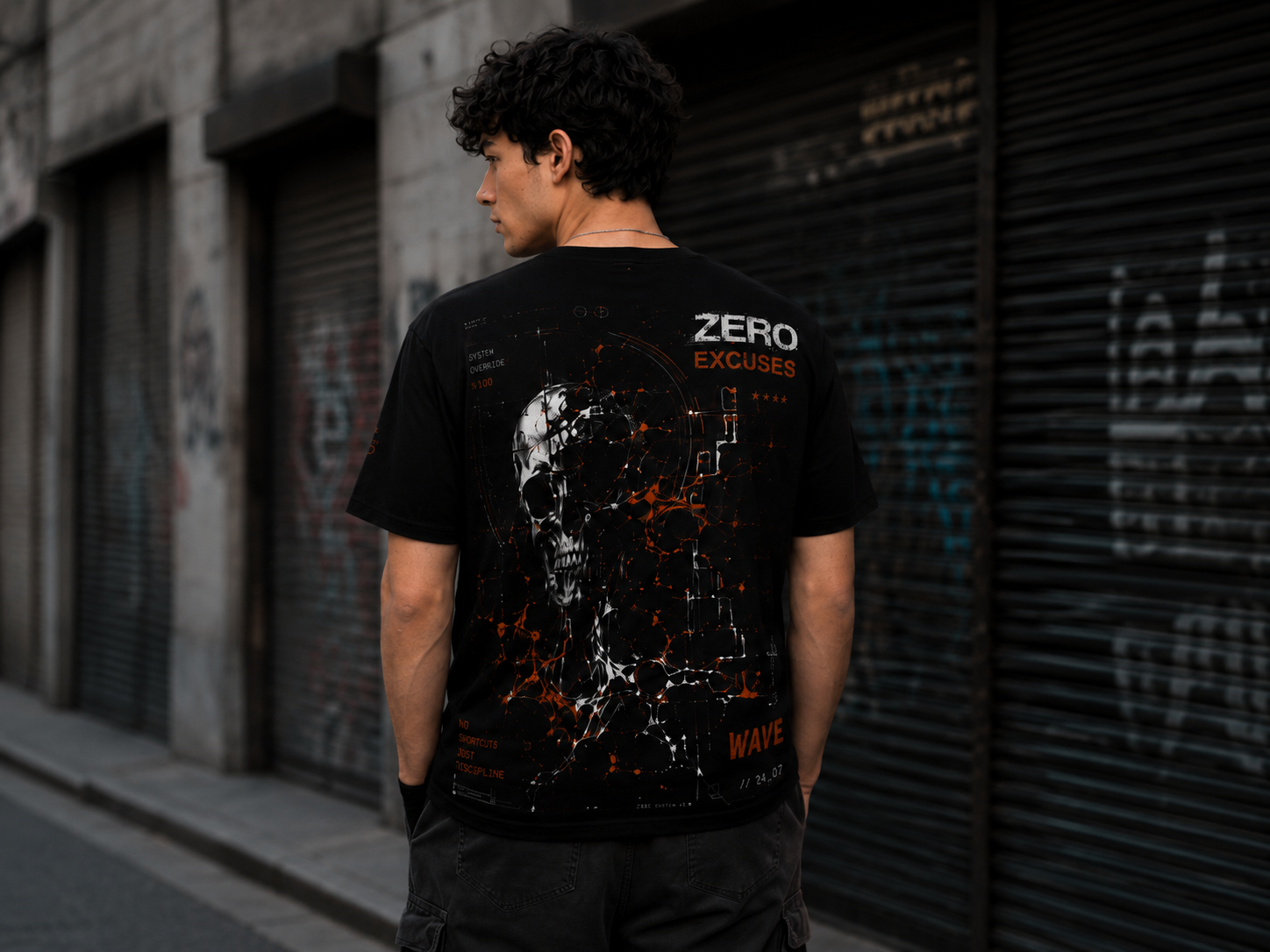 Wave Cyber Sigilism skull tshirt