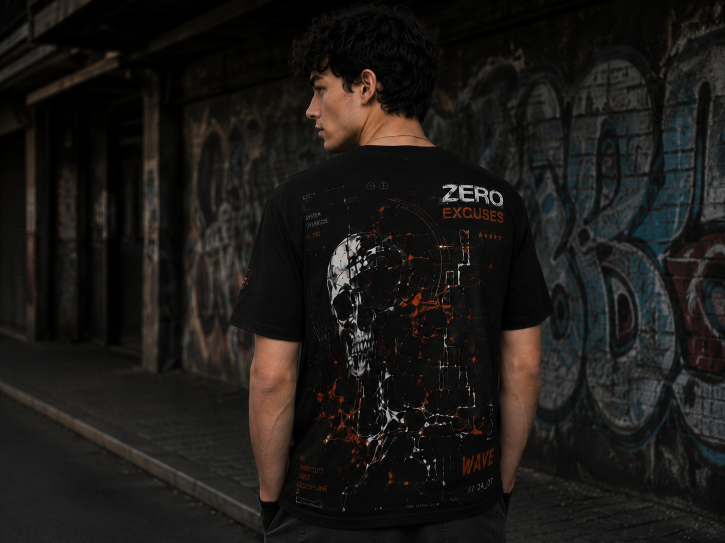 Wave Cyber Sigilism skull tshirt