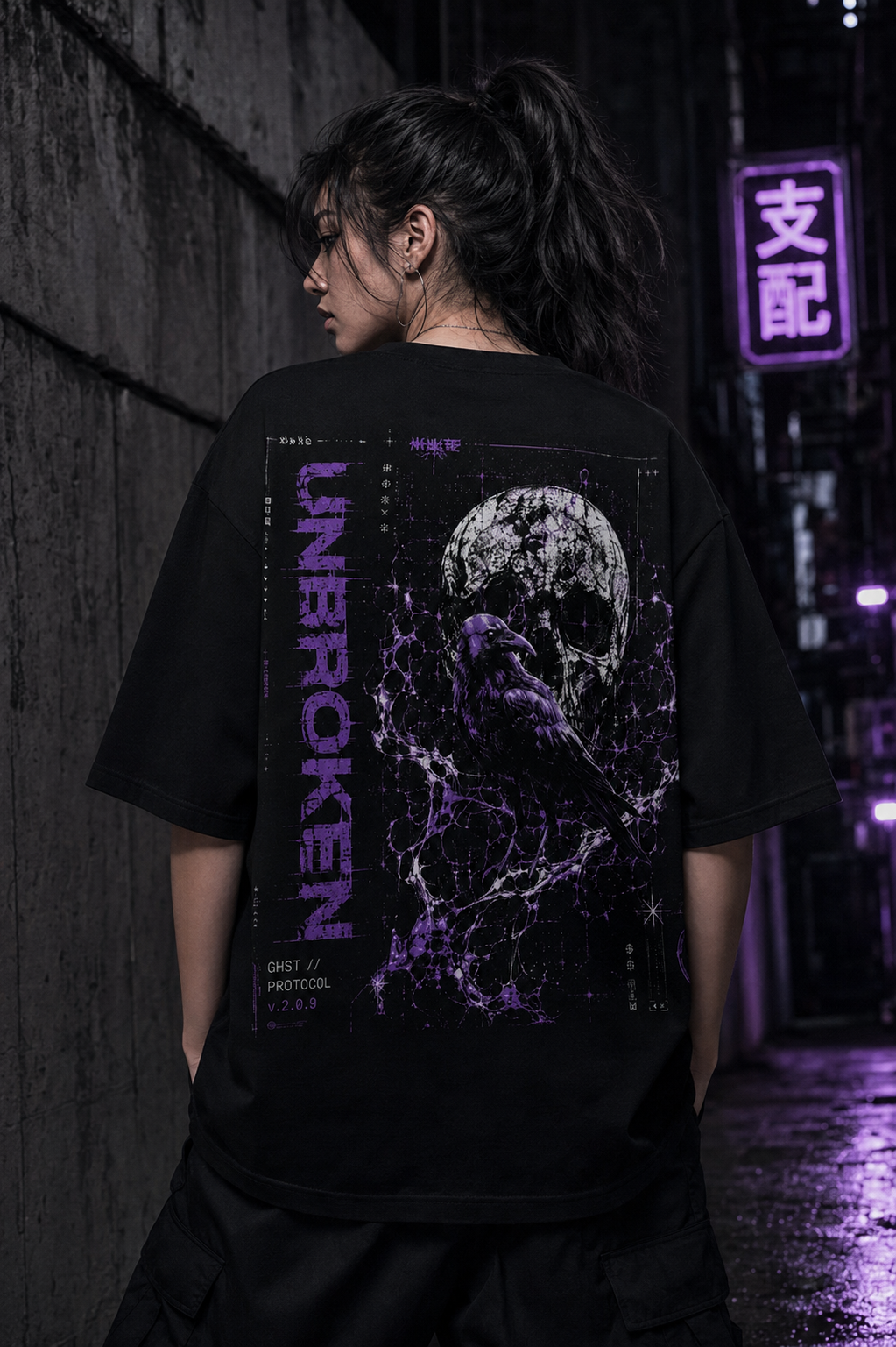 Wave Cyber Sigilism crow tshirt